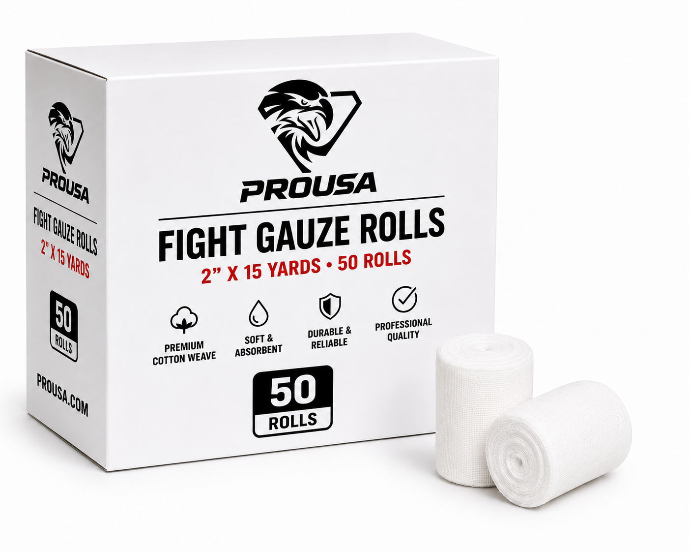 PROUSA Professional Fight Gauze Roll – 2” x 15 Yards | 50 Roll Box